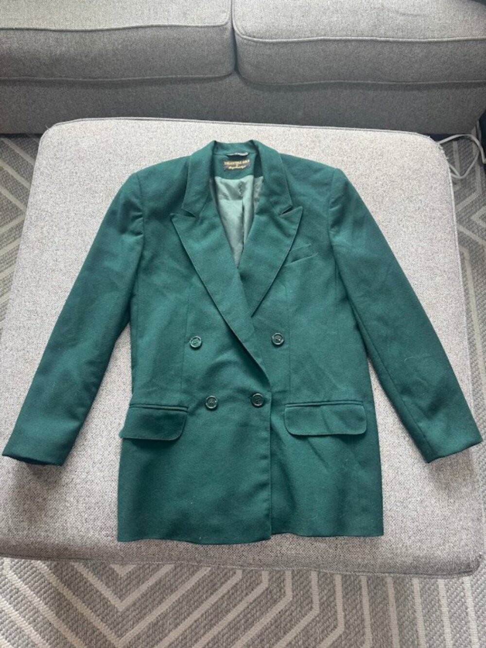 Vintage Giorgio Sant'Angelo Hunter Green Wool Blazer Womens Double Breasted